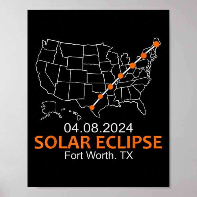 Póster Eclipse solar total de Texas 2024 (Frente)