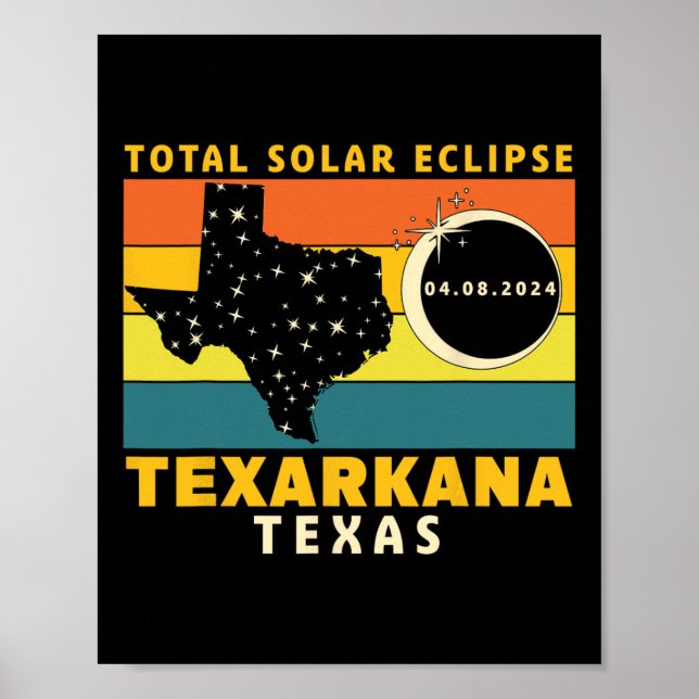 Póster Eclipse solar total de Texas 2024 (Frente)