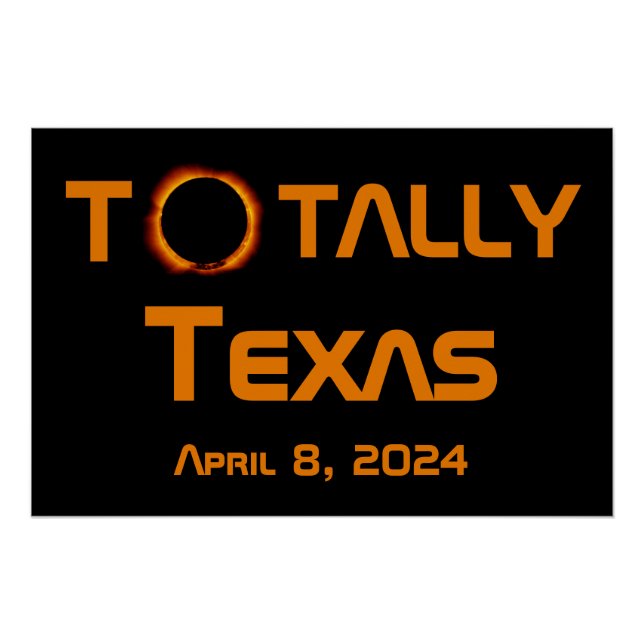 Póster Eclipse solar total de Texas 2024 (Anverso)