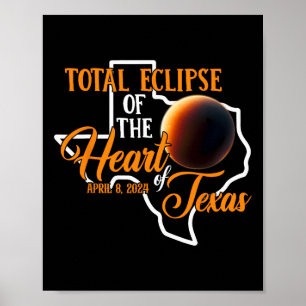 Póster Eclipse solar total de Texas 8 de abril de 2024 Ma