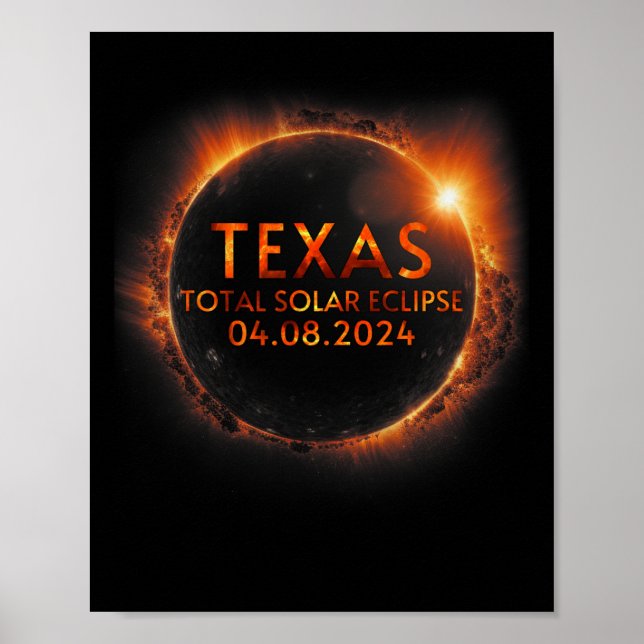 Póster Eclipse solar total de Texas 8 de abril de 2024 So (Frente)