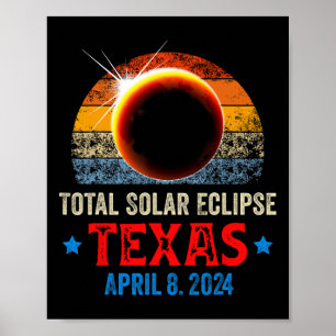Póster Eclipse solar total de Texas 8 de abril de 2024 So