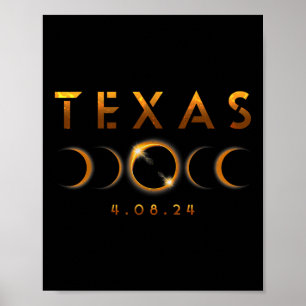 Póster Eclipse solar total de Texas 8 de abril de 2024 So