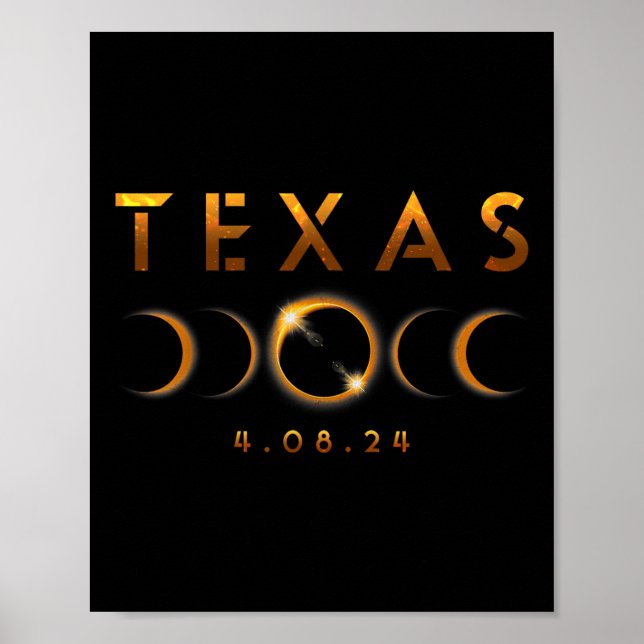 Póster Eclipse solar total de Texas 8 de abril de 2024 So (Frente)