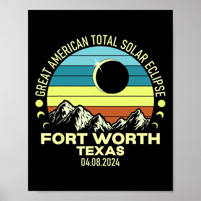 Póster Eclipse solar total de Texas de valor 2024 (Frente)