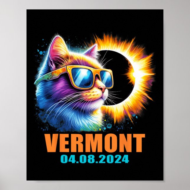 Póster Eclipse solar total de vermont 2024 Eclipse solar  (Frente)