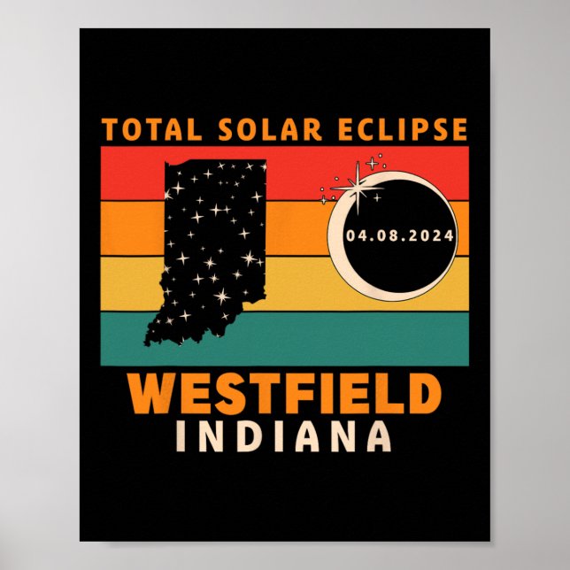 Póster Eclipse solar total de Westfield Indiana 2024 (Frente)
