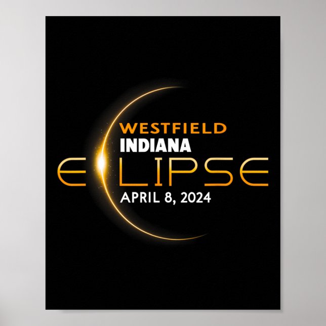 Póster Eclipse solar total de Westfield Indiana 2024 (Frente)
