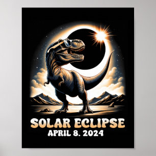 Póster Eclipse solar total Dinosaurio Dino T-rex Abril 8