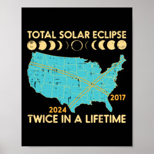 Póster Eclipse solar total dos veces por vida 2017 2024 H