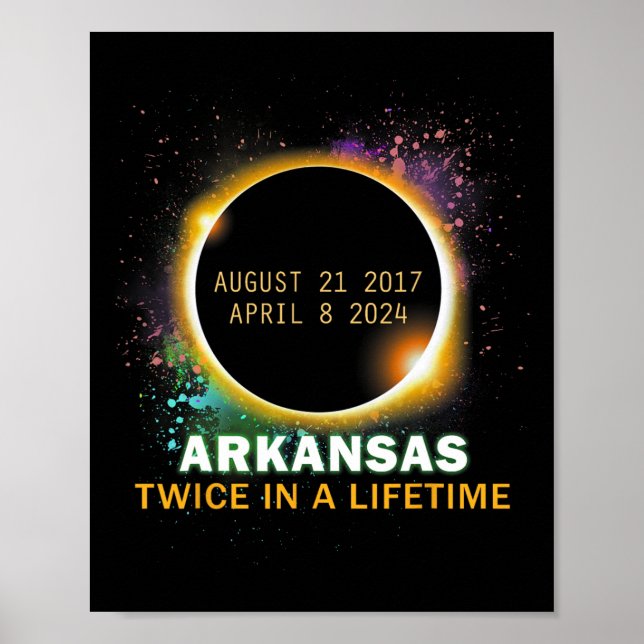 Póster Eclipse Solar Total Dos Veces Por Vida 2024 (Frente)