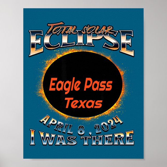 Póster Eclipse Solar Total Eagle Pass Texas (Frente)