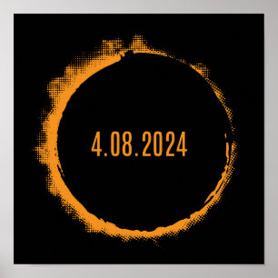 Póster Eclipse solar total EE.UU. 8 de abril de 2024
