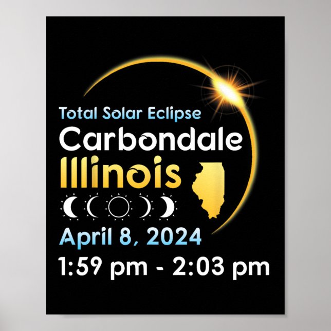 Póster Eclipse Solar Total En Carbondale Illinois En Abri (Frente)