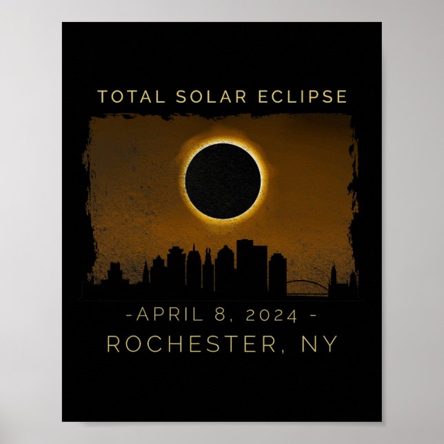 Póster Eclipse Solar Total En Rochester Nueva York (Frente)