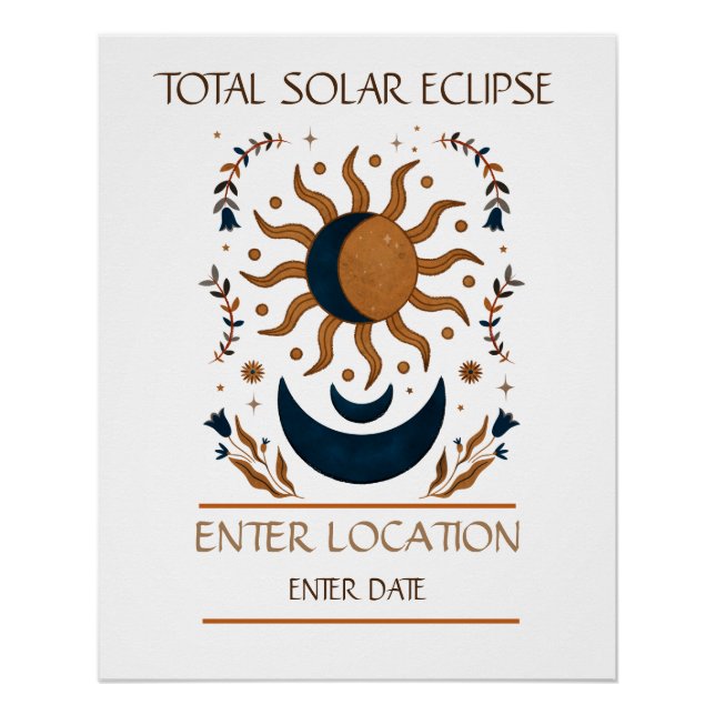 Póster Eclipse solar total España Personalizado 2026 (Anverso)