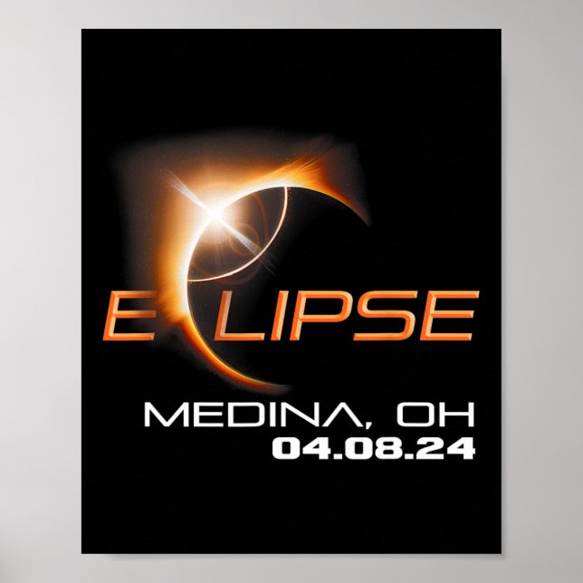Póster Eclipse solar total Medina Ohio (Frente)