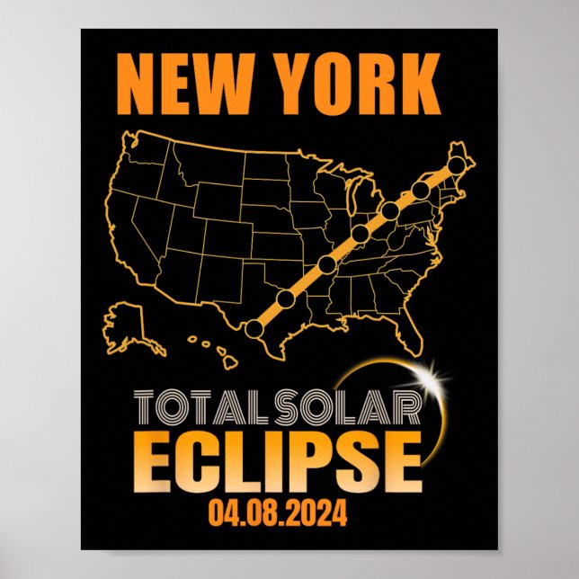Póster Eclipse solar total Nueva York (Frente)