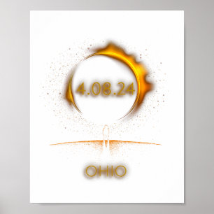 Póster Eclipse Solar Total Ohio Abril 8 2024 Totalidad Ec
