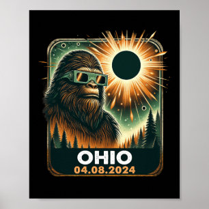 Póster Eclipse Solar Total Ohio De Pie Grande 2024 Con Ec