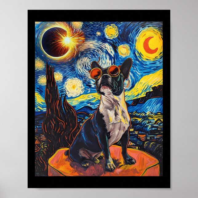Póster Eclipse solar total perro del territorio de Boston (Frente)