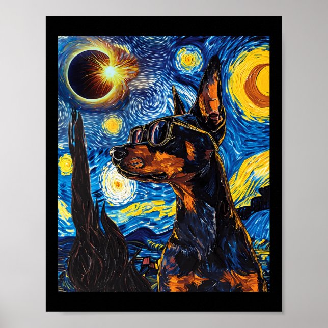 Póster Eclipse solar total Perro Doberman (Frente)