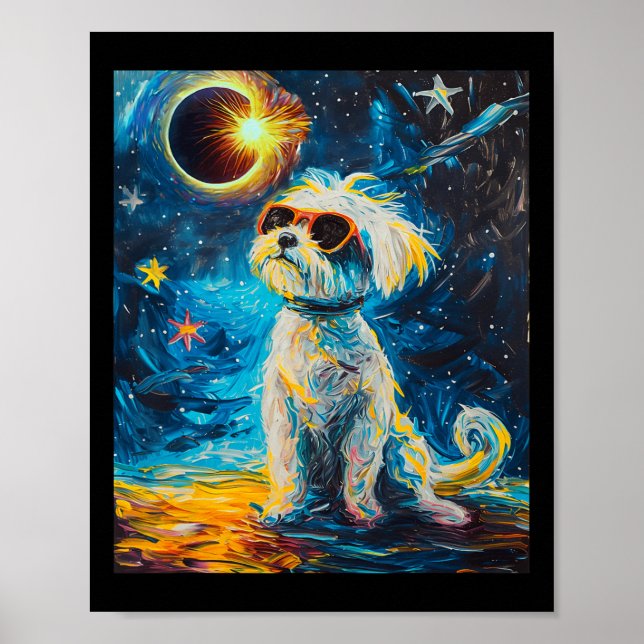 Póster Eclipse solar total perro maltés (Frente)