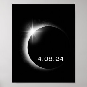 Póster Eclipse solar total primavera 8 de abril de 2024 A