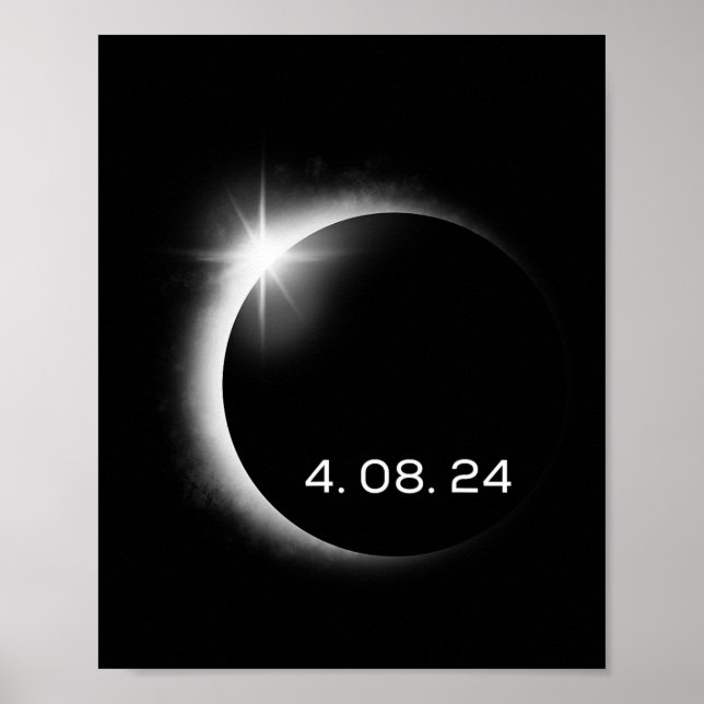 Póster Eclipse solar total primavera 8 de abril de 2024 A (Frente)