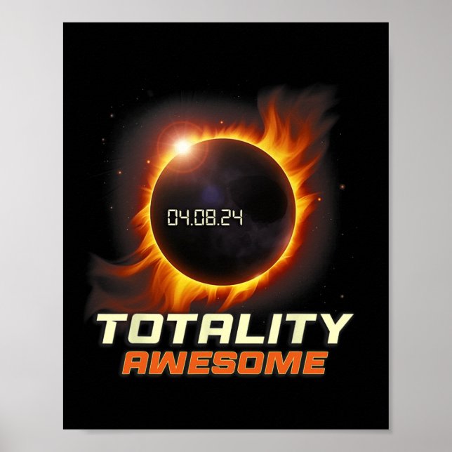 Póster Eclipse solar total realista 2024 Totalidad Awesom (Frente)
