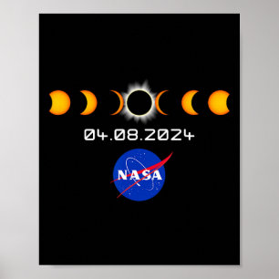 Póster Eclipse solar total S 2024 Abril 8 Totalidad