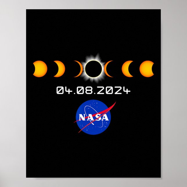 Póster Eclipse solar total S 2024 Abril 8 Totalidad (Frente)