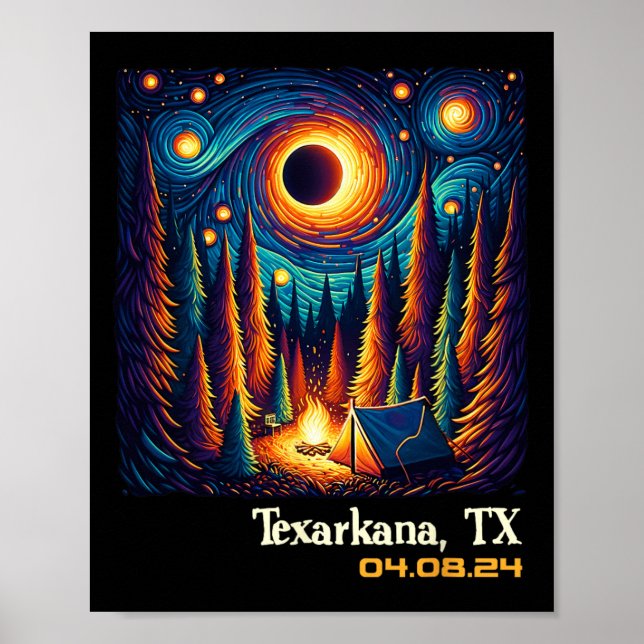 Póster Eclipse solar total Texarkana Texas (Frente)