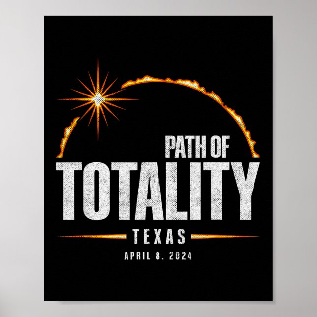 Póster Eclipse solar total Texas - Eclipse total 2024 (Frente)