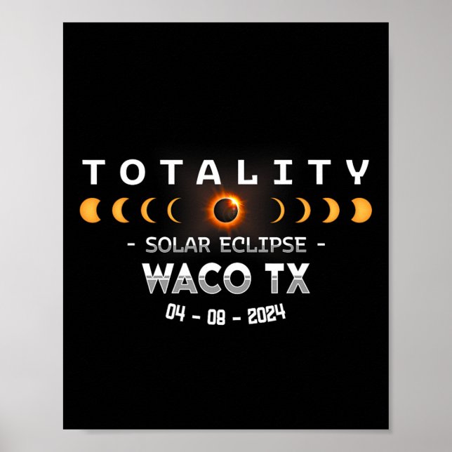 Póster Eclipse solar total Waco Tx 2024 (Frente)