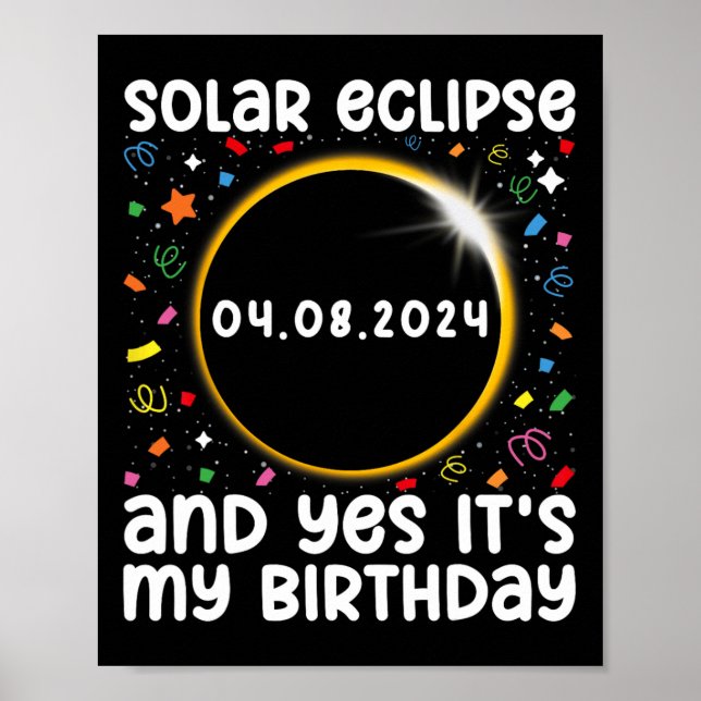 Póster Eclipse solar total y sí#39; #39; mi nacimiento (Frente)