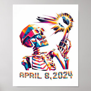 Póster Eclipse total de bajo polo 8 de abril de 2024 Esqu