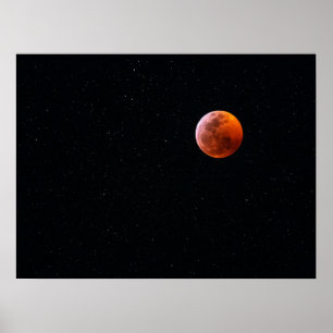 Póster Eclipse total de luna de sangre   Isla Grande Hawa