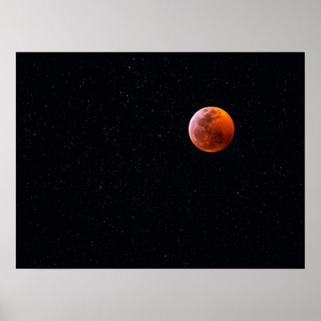 Póster Eclipse total de luna de sangre | Isla Grande Hawa (Frente)
