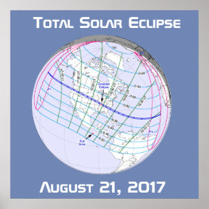 Póster Eclipse Total de Sol 2017 Ruta Global