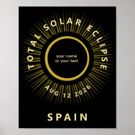 Póster Eclipse total de sol agosto 2026 agregue su texto