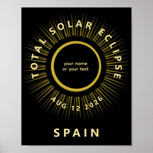 Póster Eclipse total de sol agosto 2026 agregue su texto