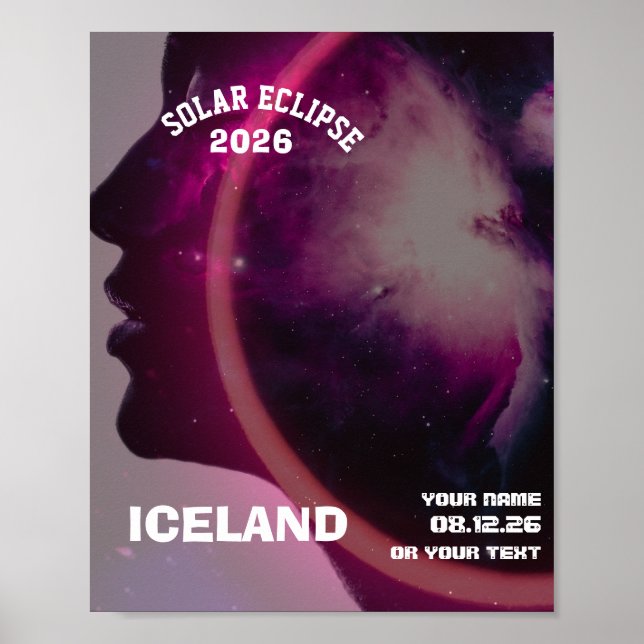 Póster Eclipse total de sol agosto 2026 texto personaliza (Frente)