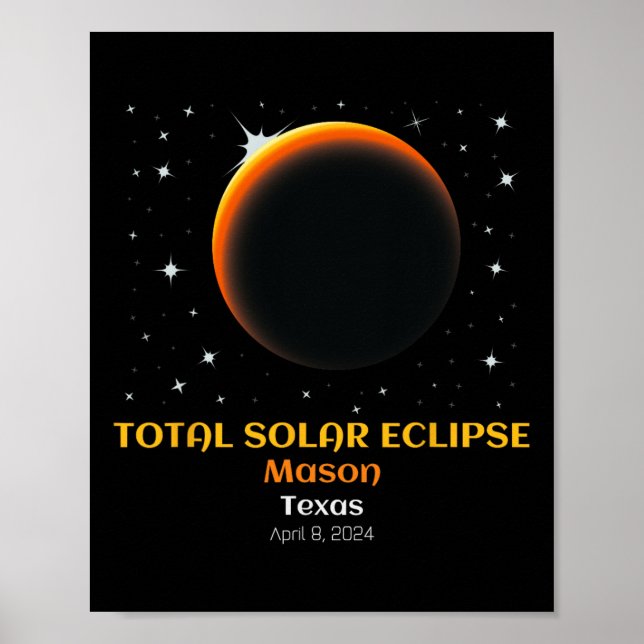 Póster Eclipse Total de Sol del 8 de Abril (Frente)