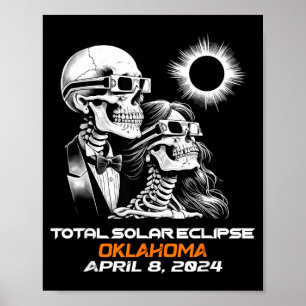Póster Eclipse Total de Sol Esquelético Oklahoma Ok