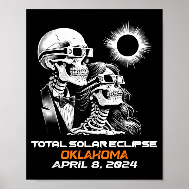 Póster Eclipse Total de Sol Esquelético Oklahoma Ok (Frente)