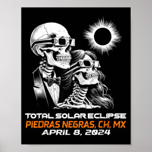 Póster Eclipse Total de Sol Esqueleto Piedras Negras