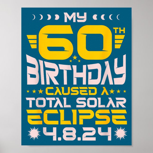 Póster Eclipse total del 60 cumpleaños - 8 de abril de 20 (Frente)