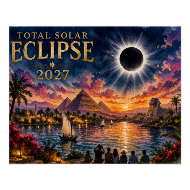Póster Eclipse Total Solar 2027 Egipto (Anverso)