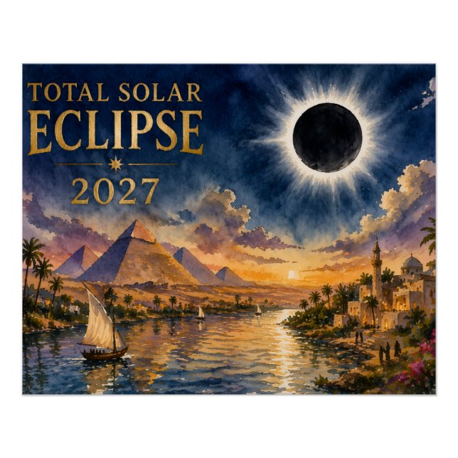 Póster Eclipse Total Solar 2027 Egipto (Anverso)